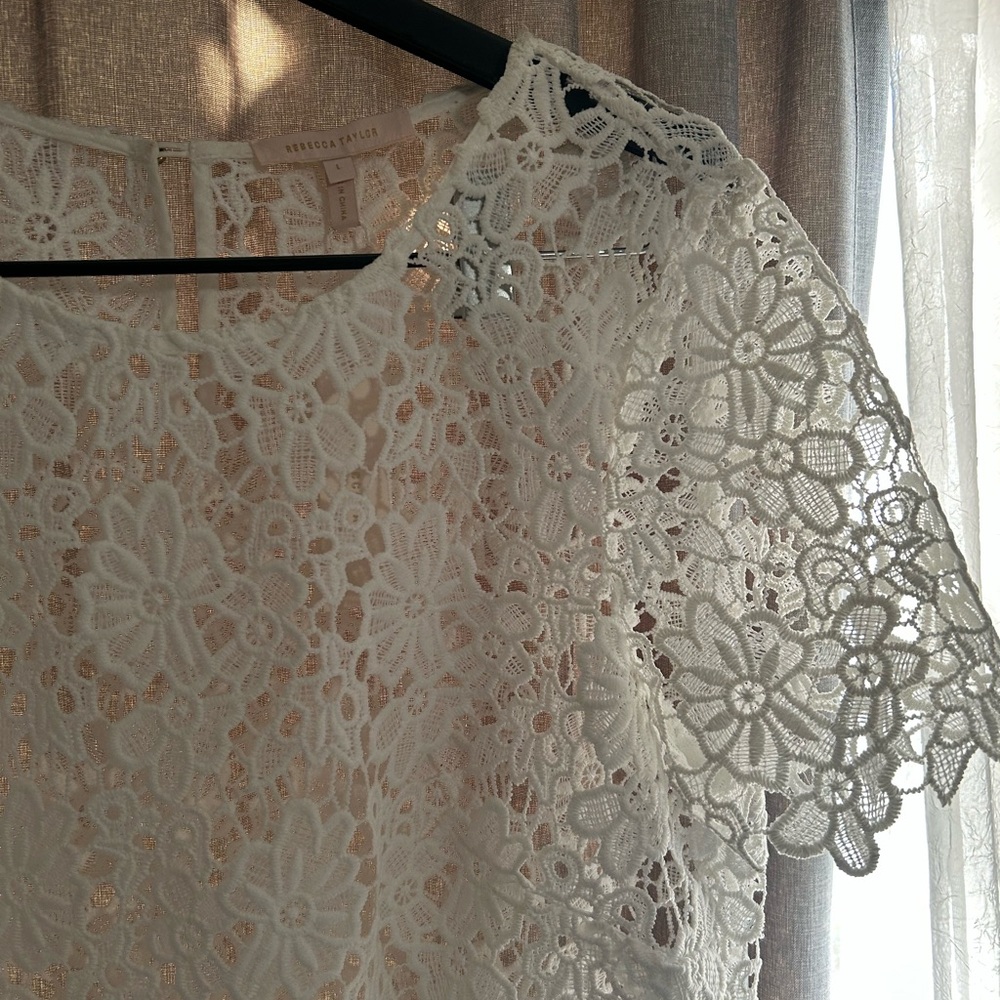 Rebecca Taylor White Crochet Lace Women Top - Picture 8 of 8